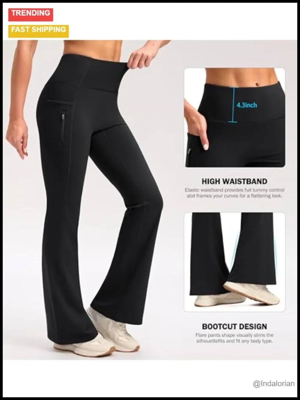 Women's Fleece Lined High Waisted Flare Leggings with Pockets Bootcut Yoga